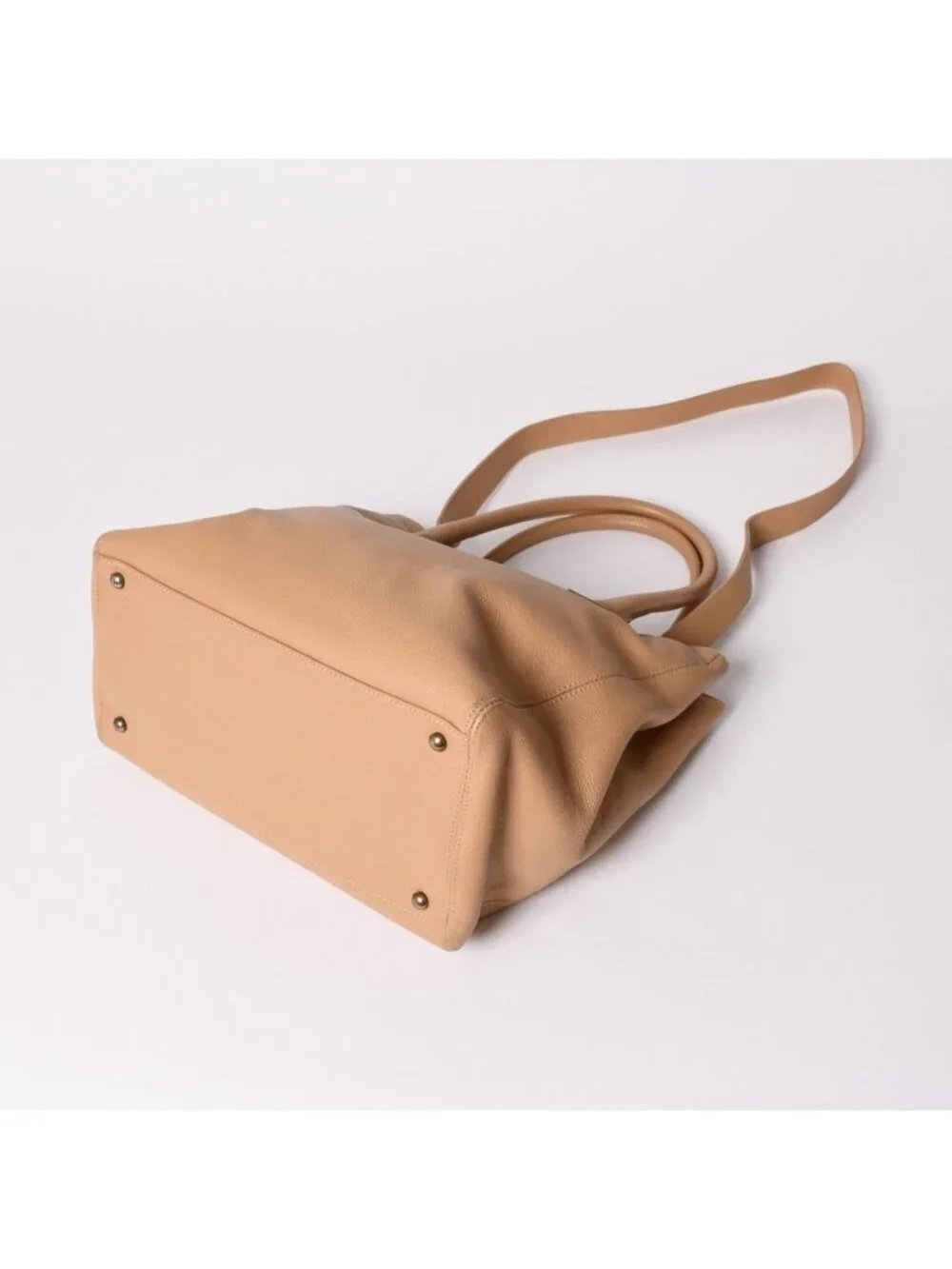 Chanel Executive Tote Bag CC Logo Turnlock Calfskin Beige